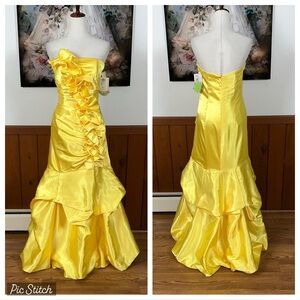 Stunning NEW Vintage Y2K Gunne Sax Yellow Satin Prom Gown!